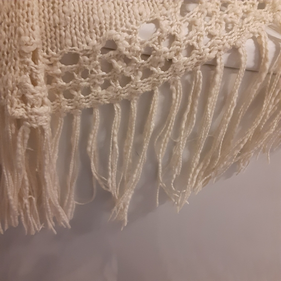 De collection size S loose knit open front long cardigan drop shoulder fringe - Picture 2 of 11